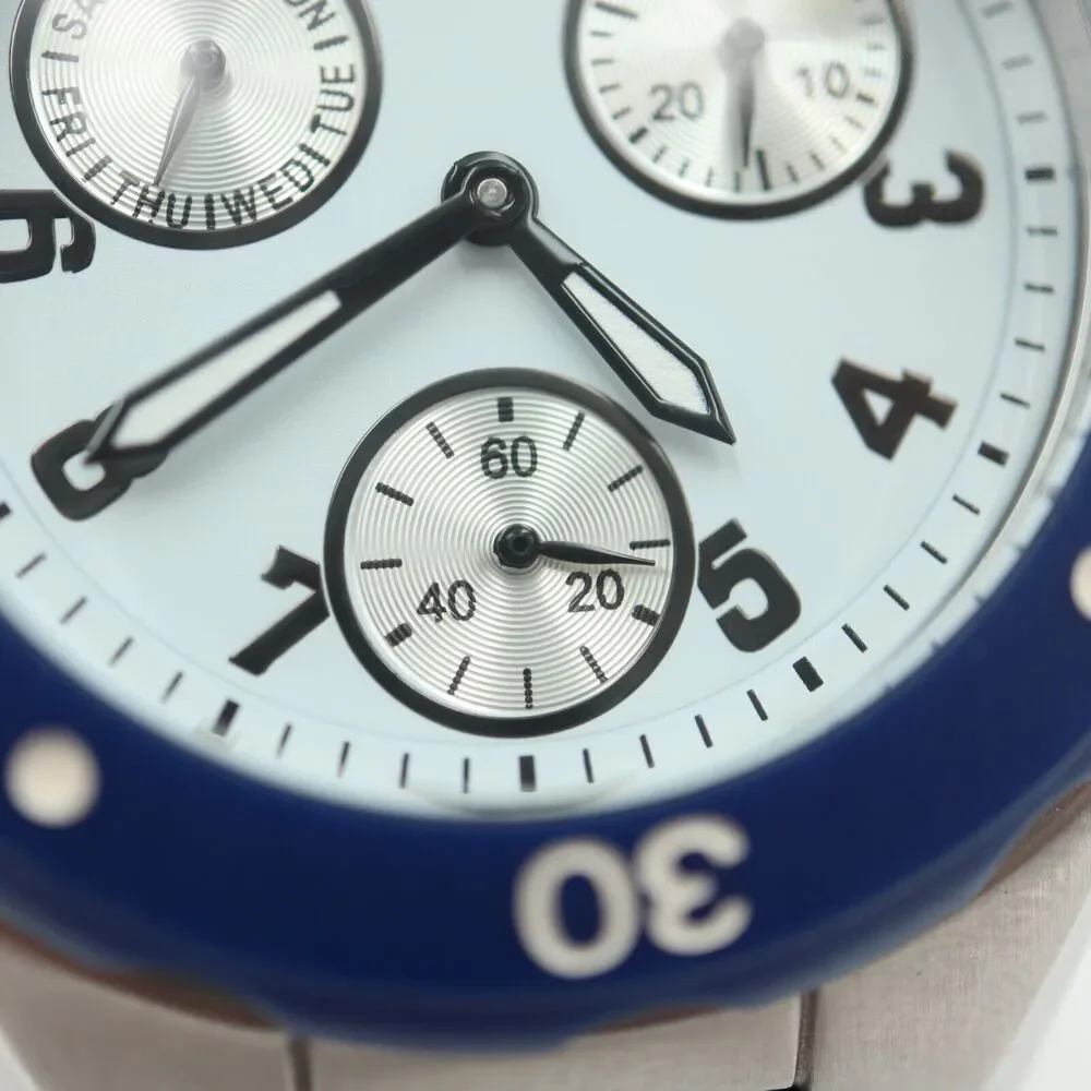 Invicta Mens Multifunction Watch 38mm White Dial Blue Bezel Silicone Strap